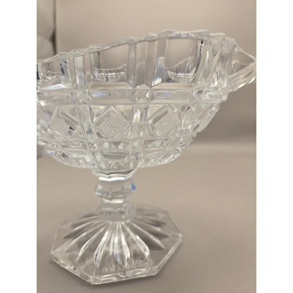Crystal Gravy Boat Cut Glass Pedestal Pitcher With Handle‎